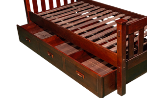 TACASA Coffee Brown Beech Wood <b>Single</b> <b>Bed</b> with 3 Drawers Solid Wood Traditional Design <b>Space</b>-<b>Saving</b> & Storage - Product Image 3