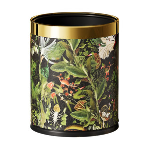 Luxury Trash Can Cylindrical Double Layer Metal Indoor Waste <b>Bin</b> Large Capacity Home Use Living Room Kitchen Bedroom - Product Image 1