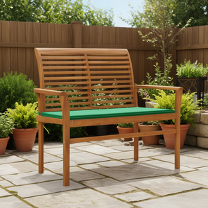 Banco de Jardín de Madera de Teca con Cojín de Tela, Muebles de Patio para Exteriores, Diseño Contemporáneo, Estilo Moderno, Asientos para 2 Personas - Product Image 2