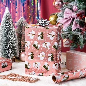 Pink Christmas Wrapping <b>Paper</b> 17x33 Feet Double Sided Eco Friendly Gift <b>Wrap</b> For Kids Holiday Craft - Product Image 6