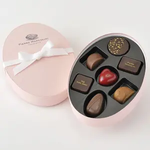 Casamento para caixa de chocolate, caixa de chocolate com divisor de papel e doces para presente de casamento, caixa redonda de papel