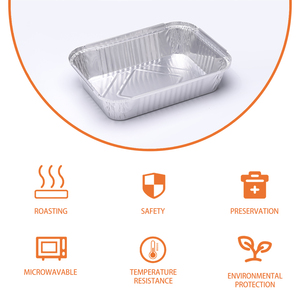 2200ml Bán hàng nóng nửa-kích thước lá hình chữ nhật container Aluminum <span class=keywords><strong>foil</strong></span> container tấm với in ấn logo cho siêu thị - Product Image 3