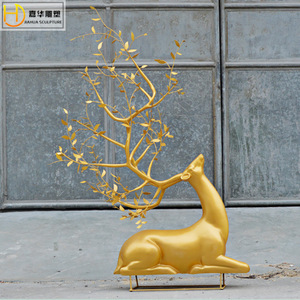 Jiahua Sculpture Fiberglass <b>Deer</b> Sculpture Outdoor <b>Garden</b> <b>Ornament</b> Glossy Finish Freestanding Animal Shape - Product Image 1