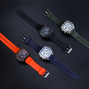 Montre électronique carrée BUJIADA pour homme, montre à quartz numérique, affichage LED double heure, montre électronique pour homme, étanche - Product Image 6