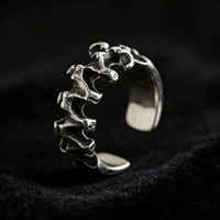 Bague personnalisée en forme d'os, plaquée argent, ouverte et ajustable, pour femme, accessoires de mode, bijoux de fête