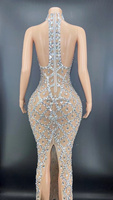 NOVANCE Y2360-B Produits les plus vendus 2022 Robe argentée sexy et brillante avec strass Robes pour femmes grandes tailles pour soirée