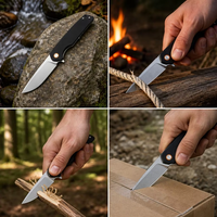 Couteau de poche portable, couteau pliant personnalisé, acier inoxydable, manche en lin/fibre de carbone, couteau de camping pour l'extérieur, outil GT961