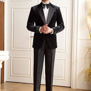 <span class=keywords><strong>Traje</strong></span> de Hombre de Alta Gama, Mezcla de Lana, Esmoquin Negro con Solapa de Satén, Atuendo Formal Personalizado <span class=keywords><strong>para</strong></span> Eventos de Gala - Product Image 2