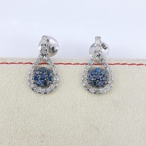 Jewelspaark Natural Tear Drop <b>Earrings</b> 1.72 Cttw Cut White <b>Blue</b> Rhodium Plated 925 Sterling Silver Women's Wedding Jewelry - Product Image 3