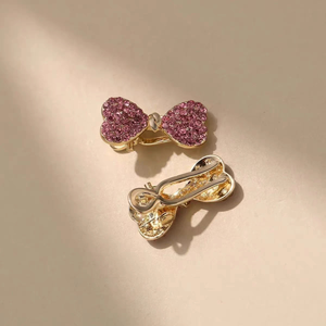 Mini barrettes à cheveux en strass <span class=keywords><strong>avec</strong></span> nœud, pince bec de canard latérale, pince à cheveux en cristal haut de gamme, accessoires pour cheveux pour femmes - Product Image 5