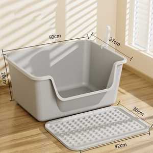 Extra-Large Anti-Tracking <b>Cat</b> Litter <b>Box</b> - Jumbo Deep Semi-Enclosed <b>Cat</b> Toilet Pet Supply - Product Image 6