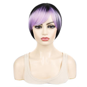 Peluca de pelo sintético de corte Pixie recto <span class=keywords><strong>corto</strong></span> de 4-6 pulgadas sin pegamento sin gradiente de encaje Peluca de Cosplay de fibra de alta temperatura al por mayor - Product Image 3