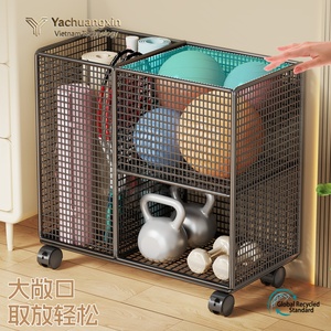 <b>Large</b>-capacity household yoga mat storage <b>basket</b> with wheels, movable storage rack for fitness equipment and sports gear - Product Image 4