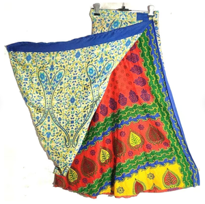 Women's Vintage Style Reversible Floral Magic <b>Wrap</b> Maxi <b>Skirt</b> Free Size Beach-Ready Recycled Silk <b>Long</b> Breathable Eco-Friendly - Product Image 4