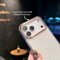Coque de téléphone antichoc en acrylique avec cadre de caméra plaqué or, motif ciel étoilé et paillettes, pour iPhone 18 17 16 15 14 13