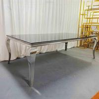 Table de salle à manger de cadre d'acier inoxydable de verre de miroir de prix promotionnel pour le luxe de table de mariage de banquet