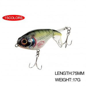 Señuelo artificial duro ABS de 75 mm y 17 g con anzuelos para pesca de superficie en agua dulce, venta al por mayor - Product Image 3