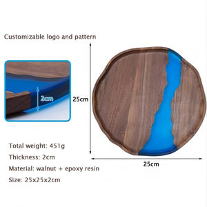 Nouveau grand plateau de rangement décoratif multifonctionnel en bois d'acacia et résine époxy <span class=keywords><strong>pour</strong></span> charcuterie et fromages personnalisés - Product Image 5
