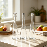 Bouteille en verre de 500 ml avec bouchon à bascule hermétique, distributeur d'huile d'olive et de vinaigre pour le stockage en cuisine, vin maison