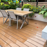 Dek Lantai Kayu Oak WPC Linear Persegi Berongga Sistem Interlocking Halus Tahan Air Modern untuk Taman Luar Ruangan, Patio, Kebun, Anti-Selip, Anti-Korosi