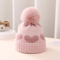 Nuevo Gorro de Bebé con Pompón de Piel Sintética 2026, Gorro de Punto con Estampado de Corazón para Otoño e Invierno, Gorro Suave a Prueba de Viento para Bebés Recién Nacidos, Niños y Niñas