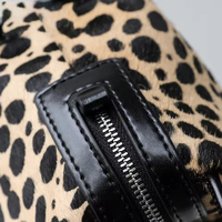 Sac Boston Mini Vintage Femme en Cuir Véritable Imprimé Léopard, Sac à Main Décontracté à Poignée Supérieure et Bandoulière, OEM ODM