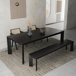 Modern Minimalist Solid Wood Dining Table Rectangle Black Ash Wood Stable Design For Dining Room - Product Image 1