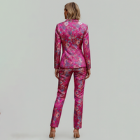 Ensemble de costume blazer jacquard floral personnalisé pour femmes, tenue de cérémonie pour invitées de mariage