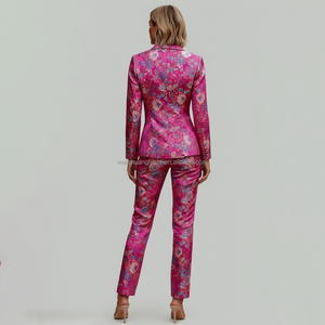 <span class=keywords><strong>Conjunto</strong></span> de Traje de Blazer con Jacquard Floral Personalizado para <span class=keywords><strong>Mujer</strong></span>, Atuendo para Invitadas de Boda - Product Image 2