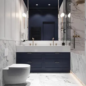 Темно-синий цвет, 60 дюймов, одинарная и двойная раковина, мебель для ванной комнаты, столики с ножками