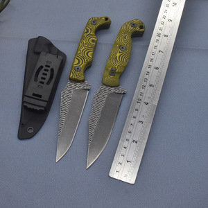 Couteau droit D2 pour le camping et la chasse, lame pleine longueur, manche G10, couteau de randonnée à lame fixe, couteau d'extérieur, étui en Kydex carbone - Product Image 2