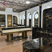 Sundo Custom Luxury Perfume Shop Interior Design Black Gold Marble LED Display Cabinet Fragrance Store Showcase Fixtures