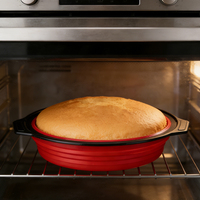 Moule à gâteau rond en silicone pliable sans BPA avec cadre métallique, antiadhésif, pour gâteaux, pizzas, pain - Vente en gros