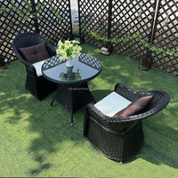 Table basse et chaises de balcon bon marché 1 + 4 sièges Table à thé en rotin ensemble de chaises jardin extérieur loisirs petite table basse en verre