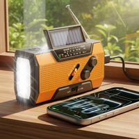 Radio Portabel Darurat Tenaga Surya dan Engkol Tangan untuk Cuaca Luar Ruangan & Radio AM/FM NOAA dengan Alarm SOS dan Senter untuk Badai