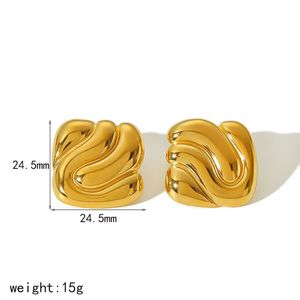 Pendientes geométricos de acero inoxidable estilo europeo americano, color oro y plata, joyería de moda para mujer - Product Image 3