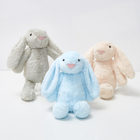 Vente en gros de lapins en peluche à longues oreilles multicolores, jouet en peluche doux, lapin en peluche aux couleurs assorties, poupée animale moelleuse pour les enfants, cadeau d'anniversaire