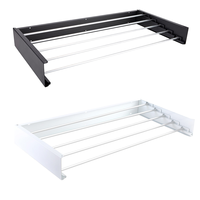 Organisateur de vêtements mural moderne et robuste en acier inoxydable, rétractable et pliable, 5 niveaux, écologique, pour salle de bain (vente en gros)