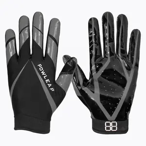 Échantillon disponible Gants de football américain légers de sport antidérapants noirs Nouveau style Gants de récepteur de qualité supérieure