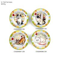 Aimant décoratif en céramique blanche de 7,5 cm, style mignon, pour la maison, motif chat, souvenir touristique