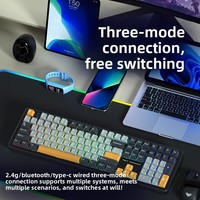 Clavier mécanique sans fil AULA F108 PRO BT, clavier de jeu à commutation à chaud, batterie 8000 mAh, interrupteurs pré-lubrifiés, rétroéclairage RVB, PBT