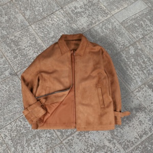 Trendy Custom Autumn Vintage Style Men's Embroidered Zipper Closure OEM Service Woven <b>Suede</b> <b>Jacket</b> - Product Image 1