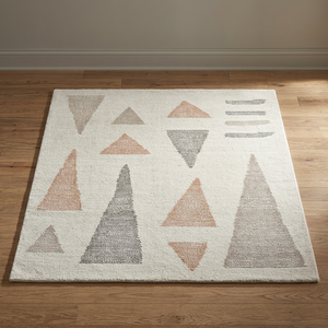 Alfombra Moderna Minimalista con Patrón Abstracto de Triángulos, Alfombra Hecha a Mano de Estilo Neutro, Decoración Geométrica Contemporánea para el Hogar - Product Image 3