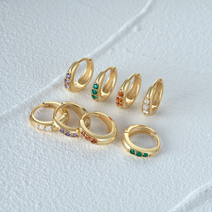 Aretes de Aro CANNER Modernos y Vintage con Circonitas de Colores, Plata de Ley 925, Joyería Chapada en Oro de 18K, 10mm, para Mujer - Product Image 1