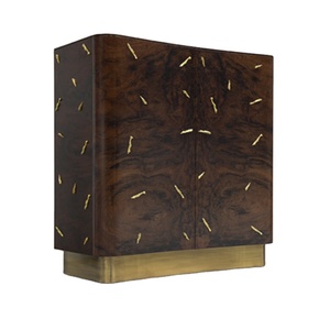Minibar de lujo con diseño personalizado, esquinero de exhibición con pata de acero inoxidable, sala de estar marrón para armario de madera, venta al por mayor - Product Image 1