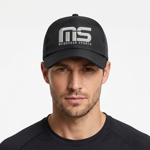 Mudassar Sports Black Baseball Cap 6-Panel Adjustable Embroidery Logo Front Male Sporty Casual Hat - Product Image 1