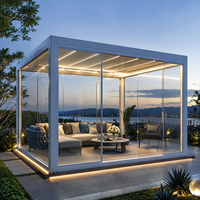 Pergola Bioclimatique en Aluminium à Prix Avantageux, Toit à Lames Orientables Motorisé, Étanche, Télécommande, Balcon, Terrasse, Éclairage LED