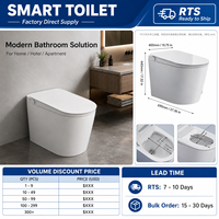 WC intelligent monobloc carré avec siphon en P, électrique, automatique, en céramique, moderne, de luxe, pour la vente en gros