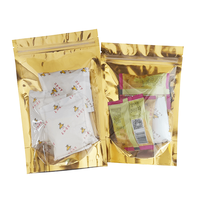 Sacs Plastiques à Fermeture Éclair Brillant avec Fenêtre et Finition Dorée pour Emballage Alimentaire, Pochettes Doypack