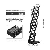 Présentoir de sol réglable en hauteur en alliage d'aluminium A4 pour magazines, utilisation en exposition, support pour albums et données, 5,5 kg